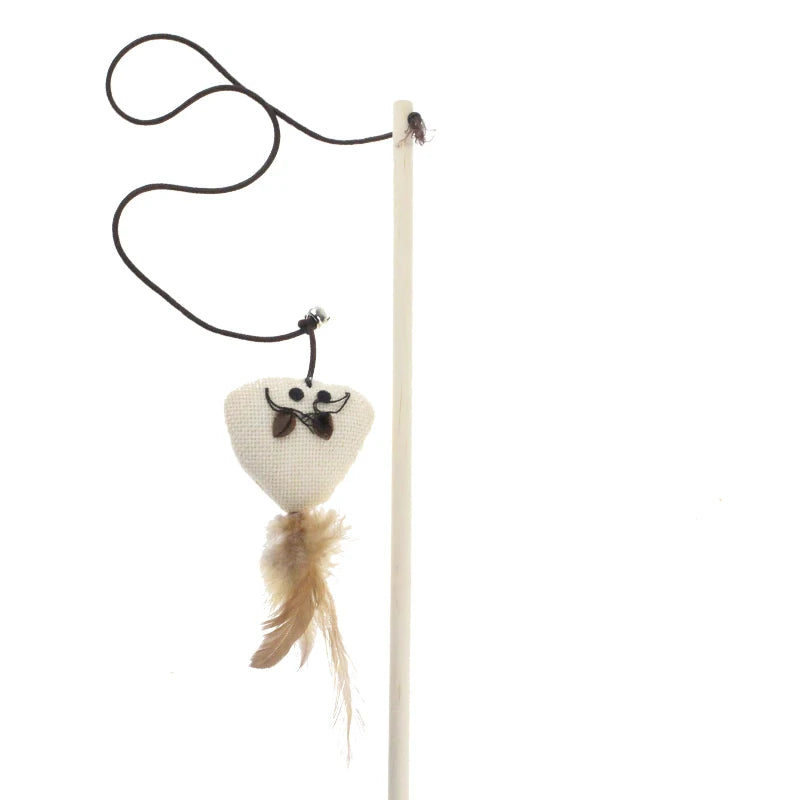 Interactive Cat Teaser Wand with Feather & Animal Toys – 40 cm
