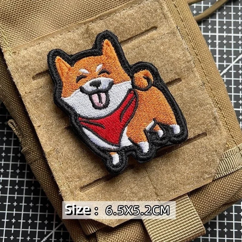 Cartoon Dog Morality Badge – Husky, Akita, Shibuya Embroidered Hook & Loop Patch for Clothing, Bags, Shoes, Hats & DIY