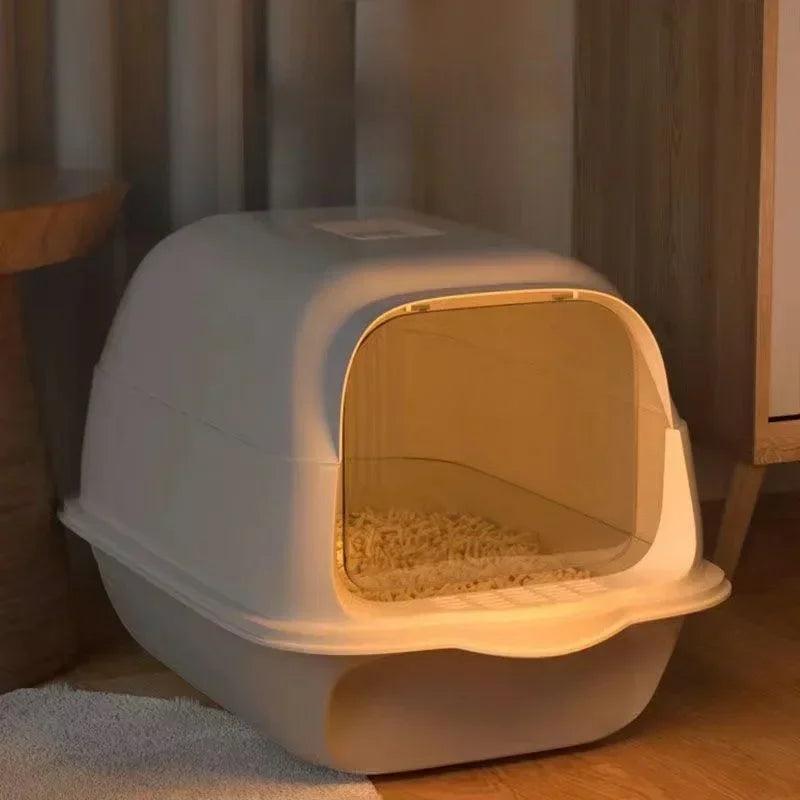 Fully Enclosed Large Cat Litter Box with Removable Top