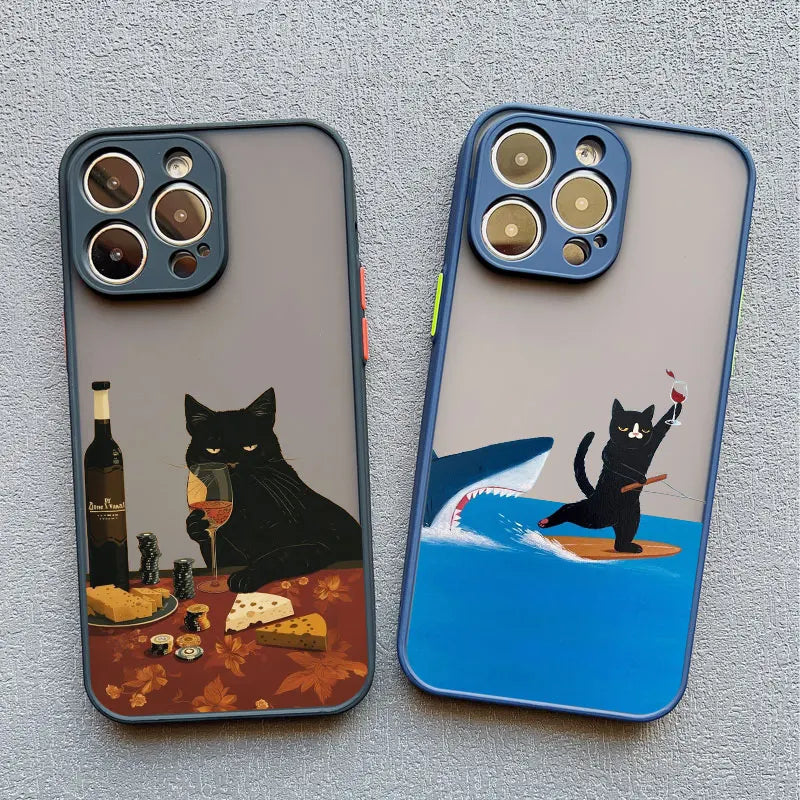 Funny Cat Daily Life iPhone Case – Cartoon Animal Matte Phone Cover