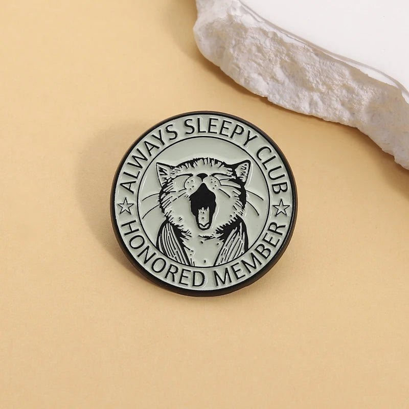 “Always Sleeping Club” Cute Cat Enamel Pin