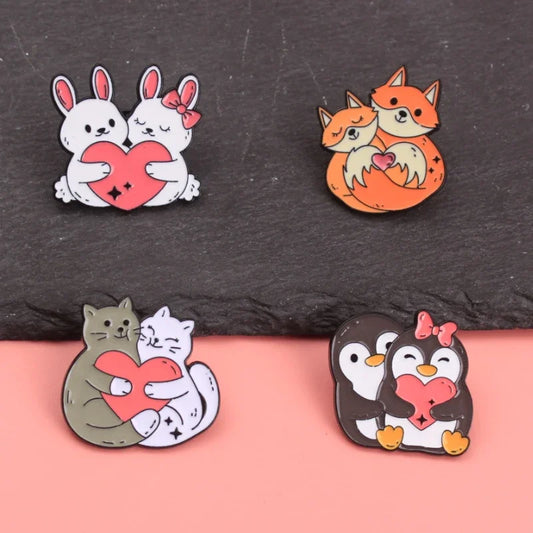 Cute Cartoon Animal BFF Enamel Brooch