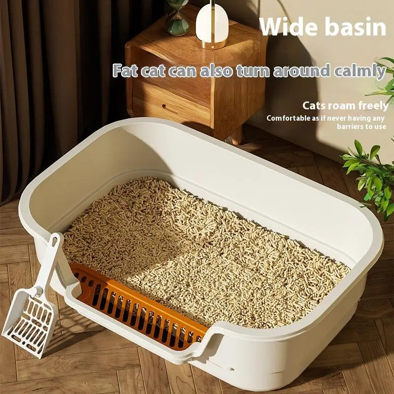 Multifunctional Semi-Enclosed Cat Litter Box – Large Capacity, Odor-Resistant