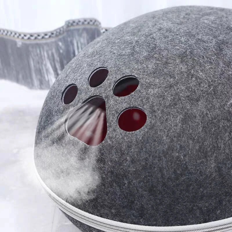 Breathable Felt Cat Cave Bed with Removable Cushion