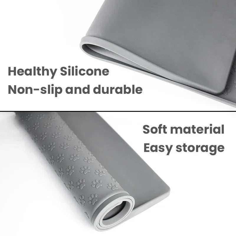 Waterproof Silicone Pet Feeding Mat with Raised Edges