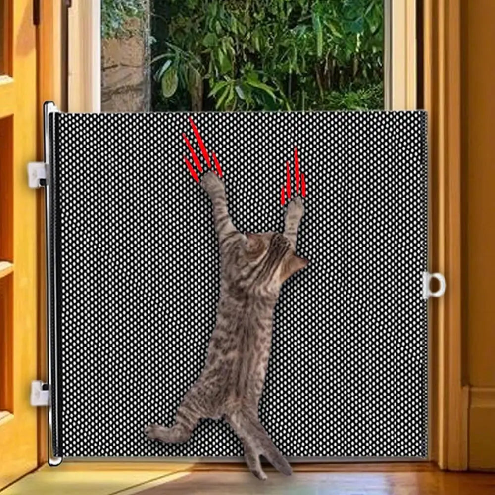 Retractable Indoor Pet Safety Gate for Dogs & Kittens – Mesh Blocking Fence
