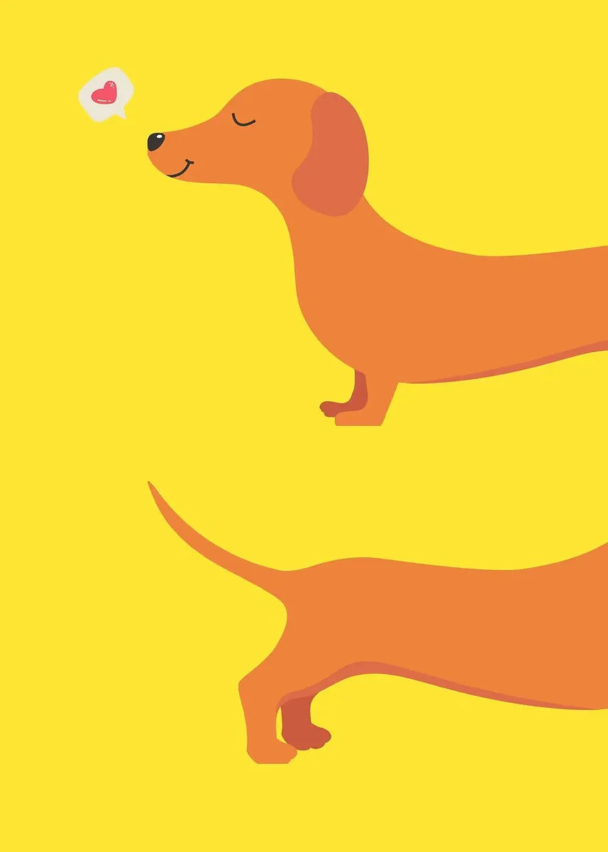 Cartoon Dachshund Dog Canvas Poster – Funny Animal Wall Art Print