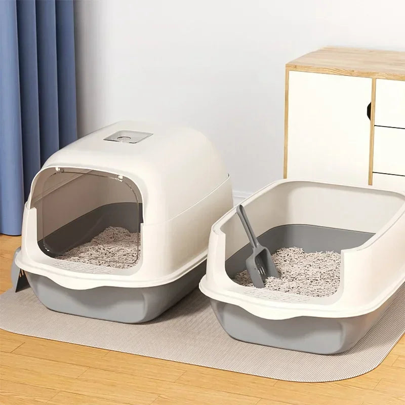 Fully Enclosed Large Cat Litter Box with Removable Top