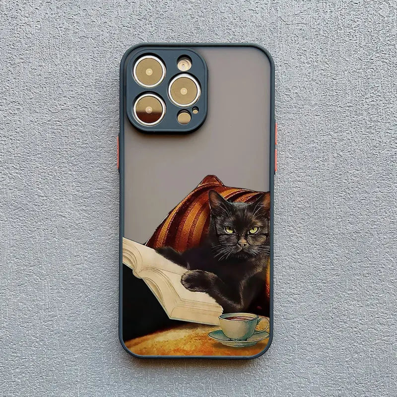 Funny Cat Daily Life iPhone Case – Cartoon Animal Matte Phone Cover