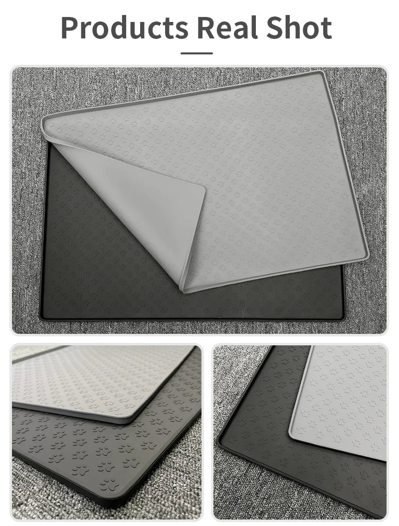 Waterproof Silicone Pet Feeding Mat with Raised Edges