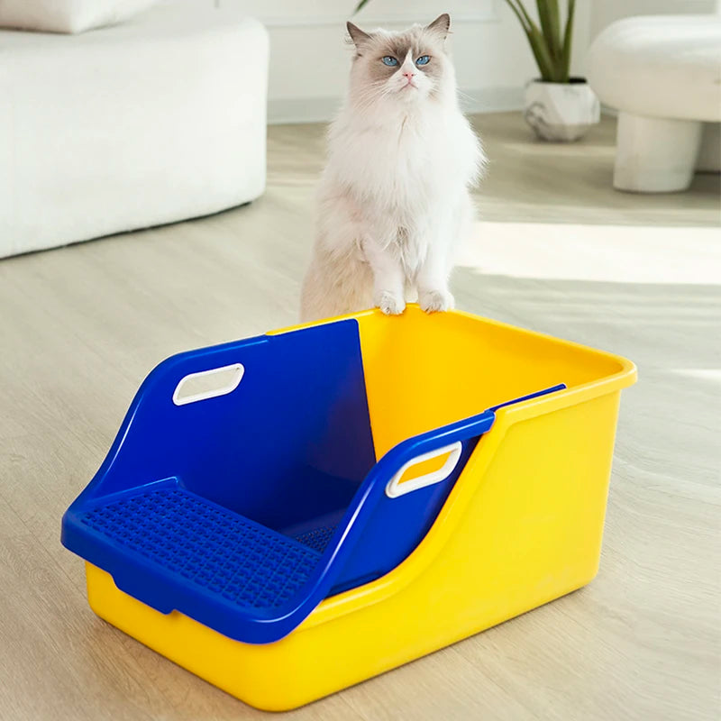 Extra-Large Semi-Closed Cat Litter Box with Splash Guard