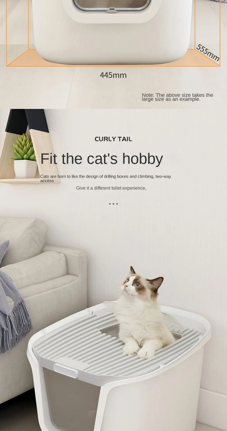Extra-Large Enclosed Cat Litter Box with Lift-Up Cover