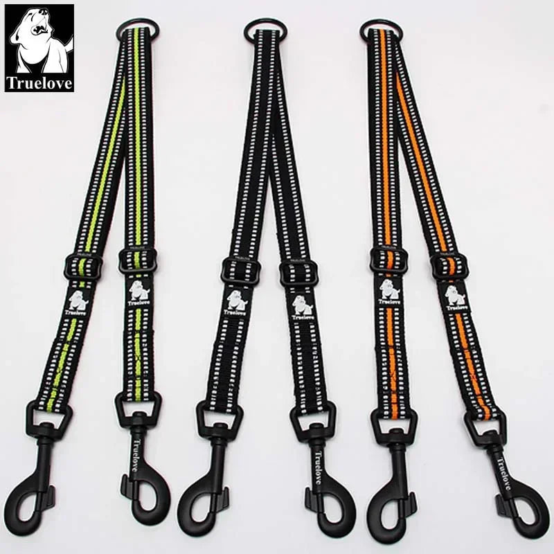 TRUELOVE Reflective Double Dog Leash TLL2371 – Adjustable No-Tangle Coupler for Two Dogs