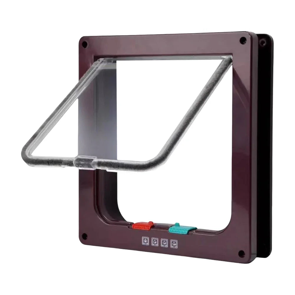Dog & Cat Flap Door with 4-Way Security Lock – Transparent ABS Plastic Pet Gate