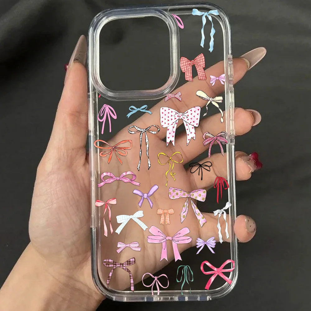 Cute Line Cat iPhone Case – Transparent Acrylic Shockproof Phone Cover
