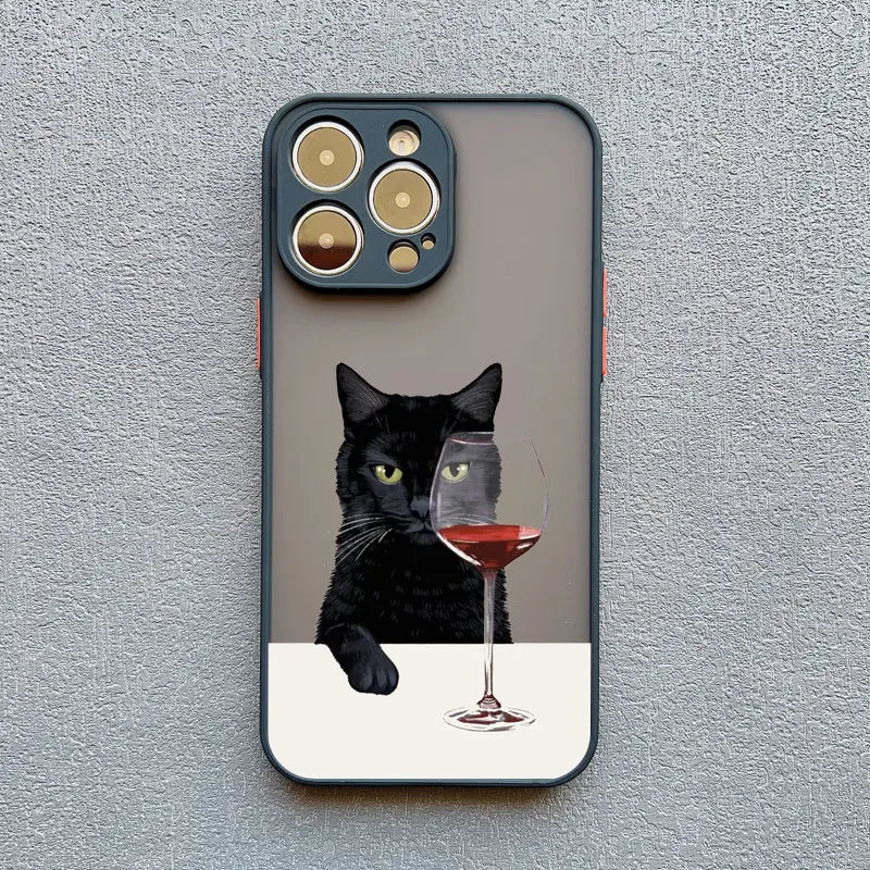Funny Cat Daily Life iPhone Case – Cartoon Animal Matte Phone Cover