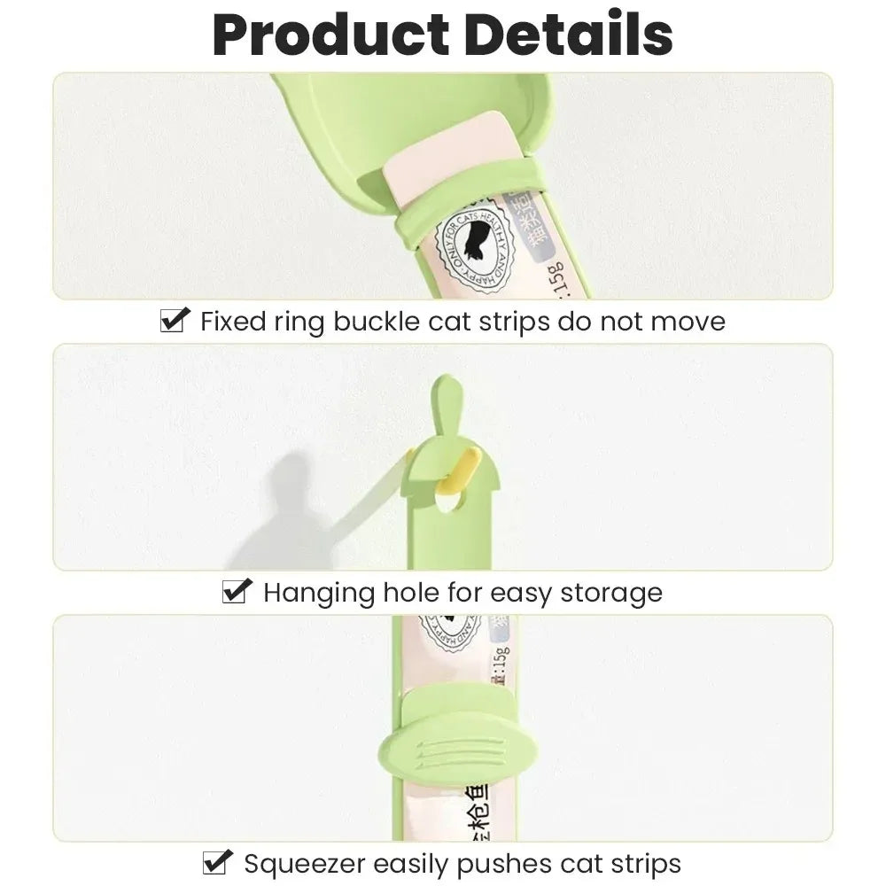 Cat Strip Feeder Spoon with Long Handle for Lickable Wet Food