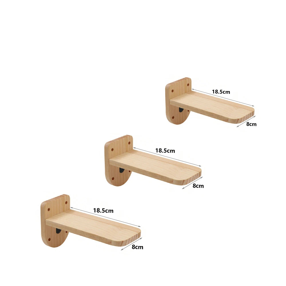 Wall-Mounted Wooden Cat Shelf Bed with Soft Cushion