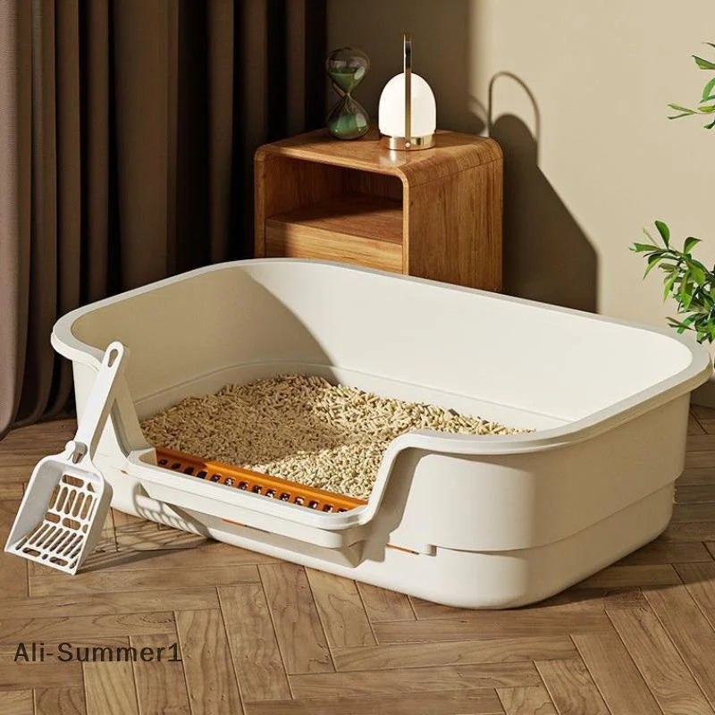 Multifunctional Semi-Enclosed Cat Litter Box – Large Capacity, Odor-Resistant