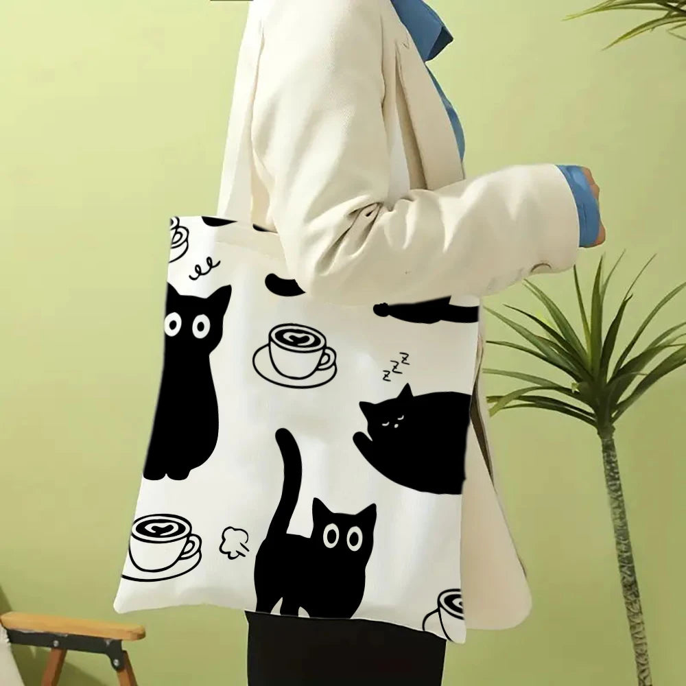 Kawaii Cartoon Animal Tote Bag – Large Capacity Linen Shoulder Bag