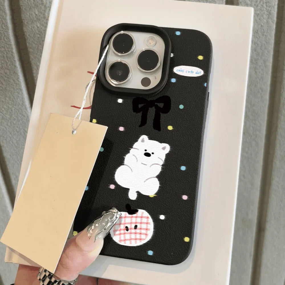 Polka Dot Cartoon Animal iPhone Case – Shockproof Silicone Phone Cover