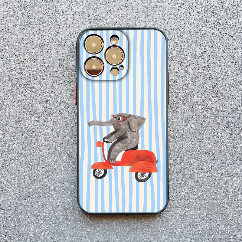 Cute Plaid Animal iPhone Case – Matte Shockproof Phone Cover