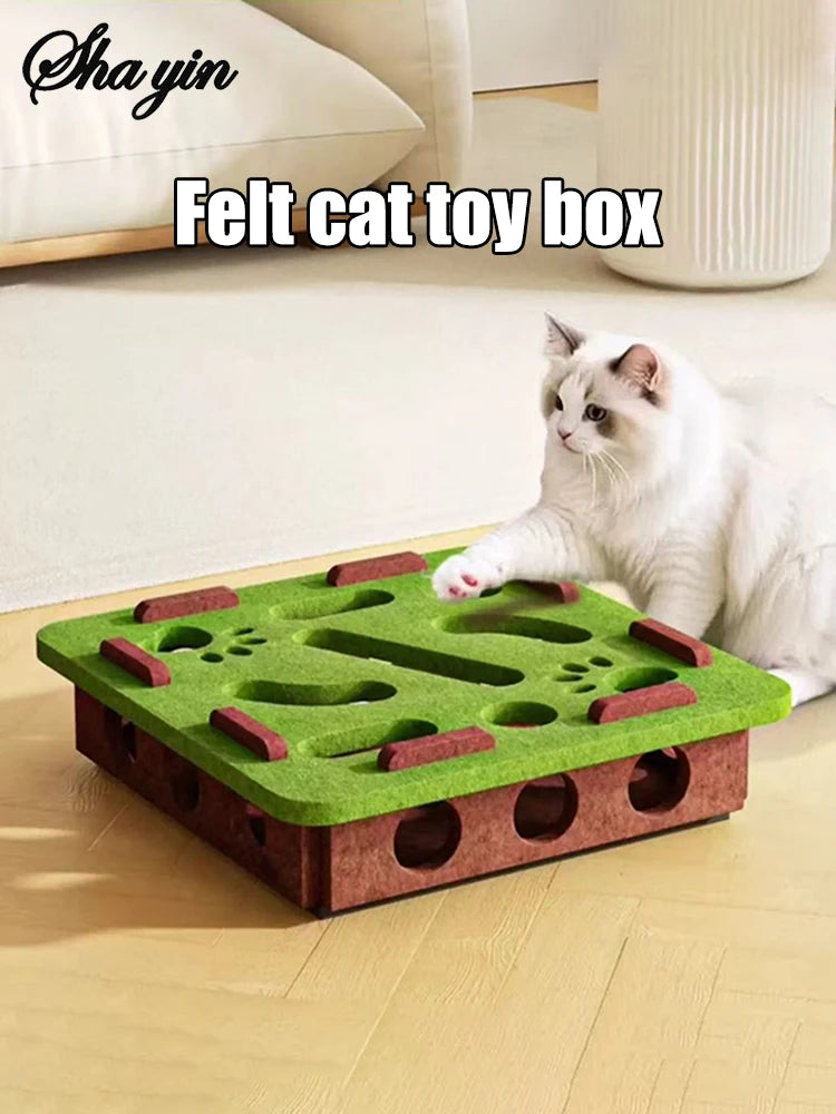 Interactive Puzzle Cat Toy – Felt Maze & Digging Box
