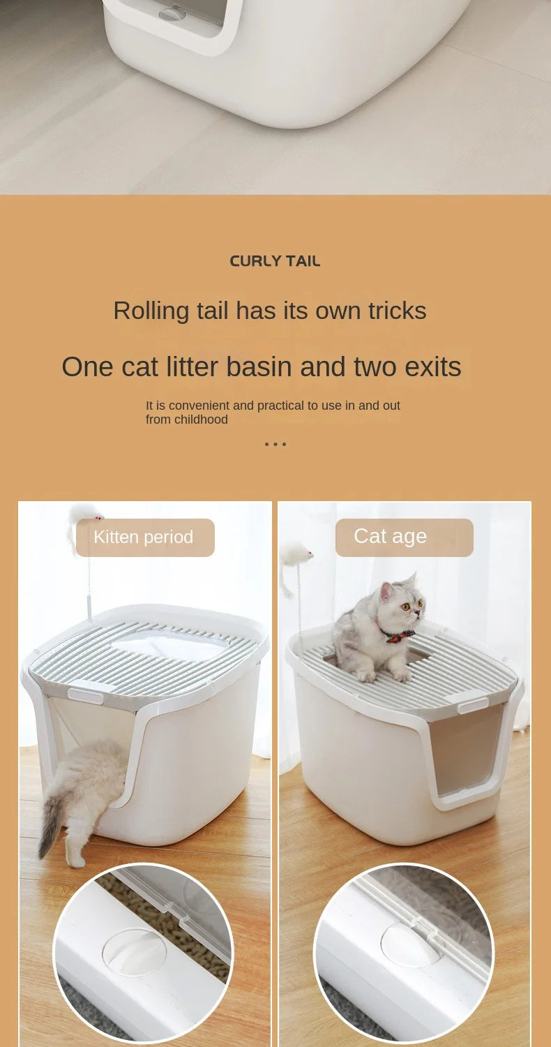 Extra-Large Enclosed Cat Litter Box with Lift-Up Cover