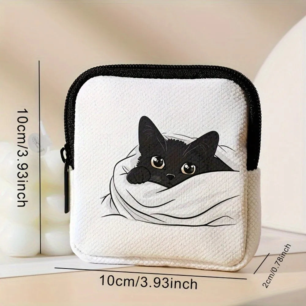 Trendy Mini Coin Purse – Cat & Dog Print Zipper Pouch
