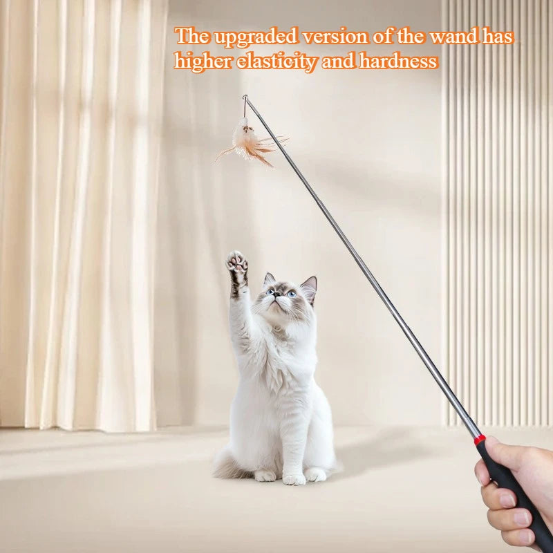 Interactive Retractable Cat Wand Toy – Teaser Stick for Indoor Cats