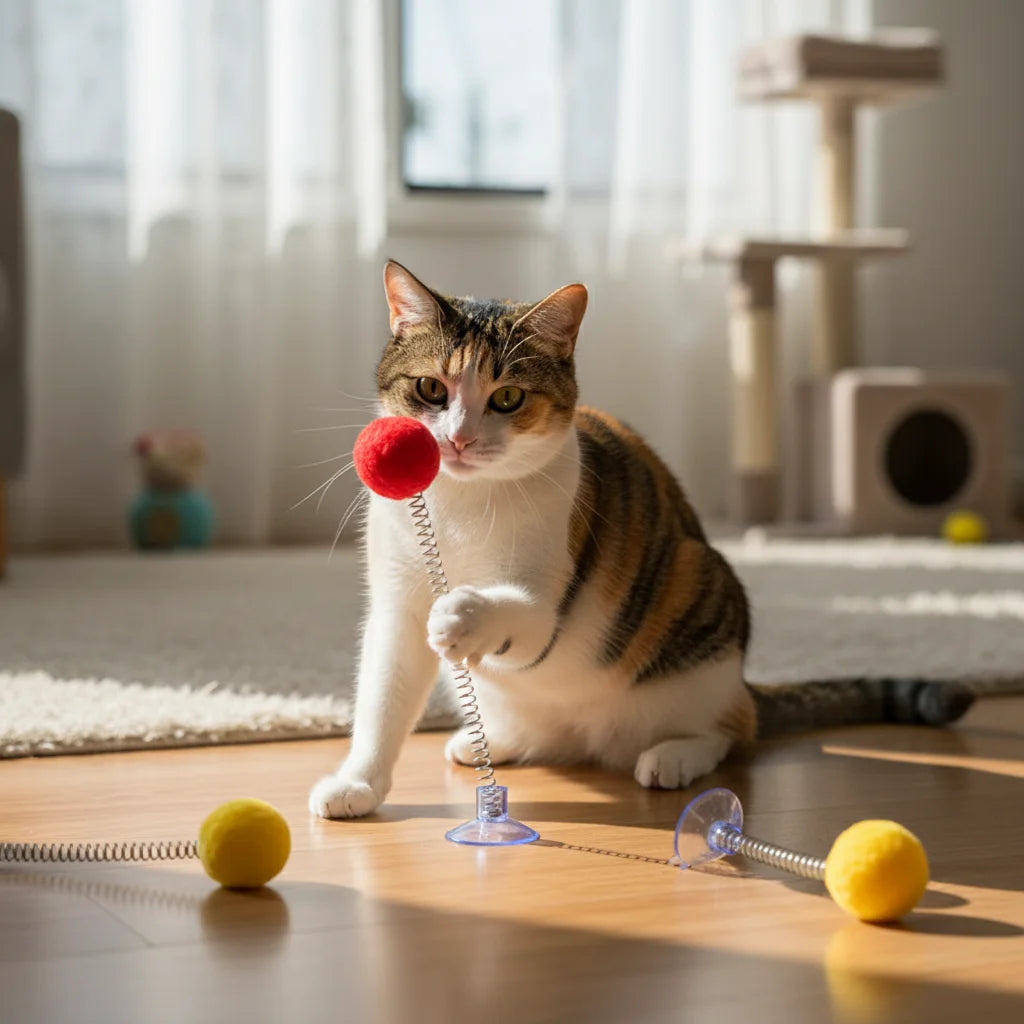 Cat Spring Yarn Ball Toy – High Elastic Interactive Play Balls