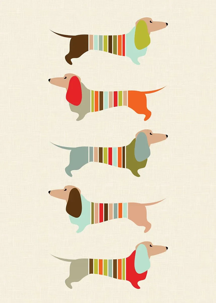Cartoon Dachshund Dog Canvas Poster – Funny Animal Wall Art Print