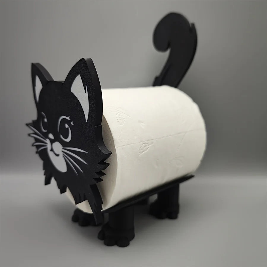 Cute Cat Toilet Paper Holder – Anti-Slip Self-Adhesive Bathroom Accessory