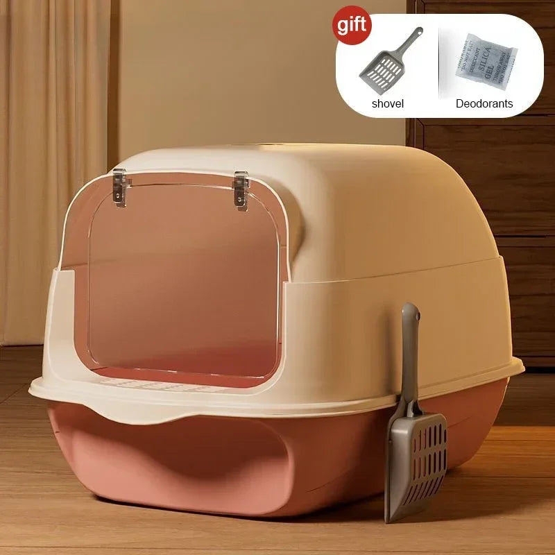 Fully Enclosed Large Cat Litter Box with Removable Top