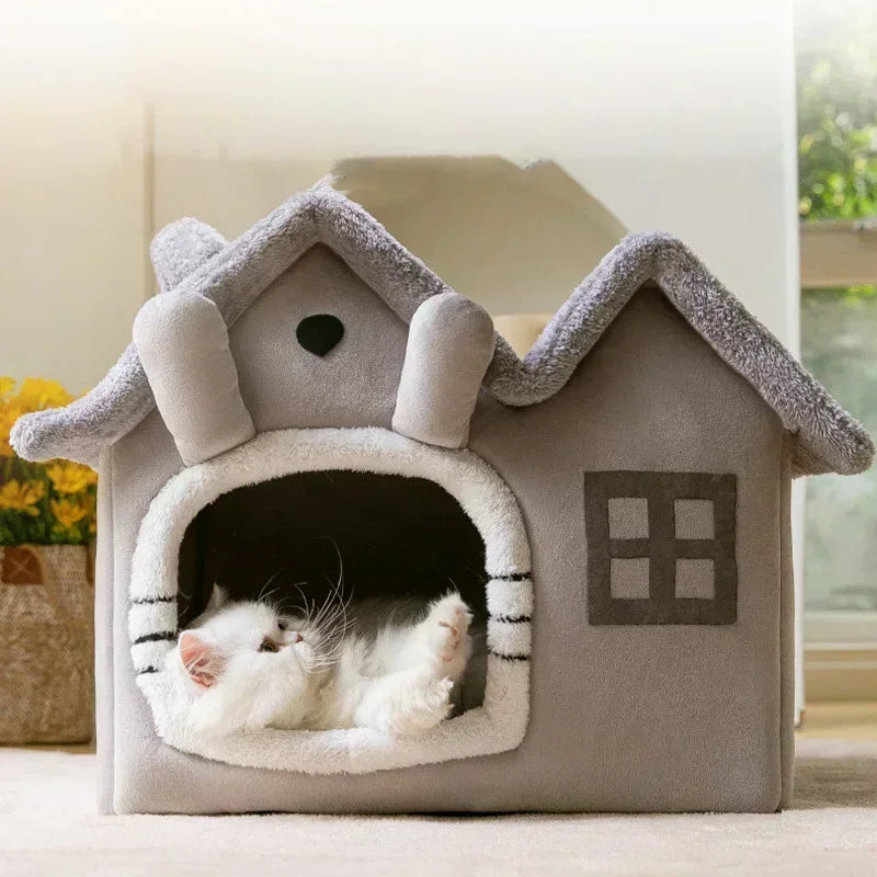 Soft Enclosed Pet House Bed with Removable Cover