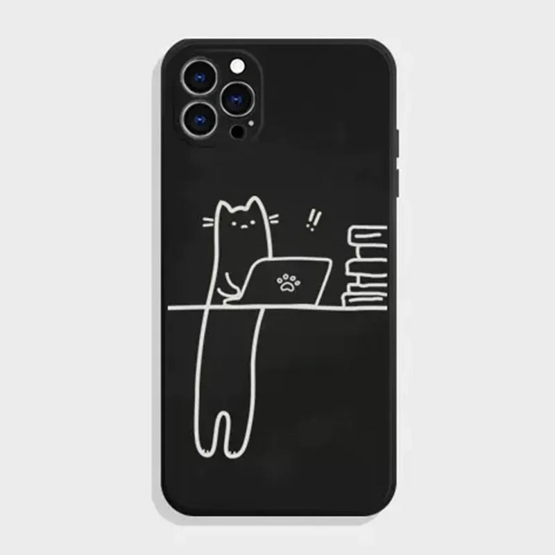 Quirky Cat Couple iPhone Case – Cartoon Animal Shockproof Soft Cover
