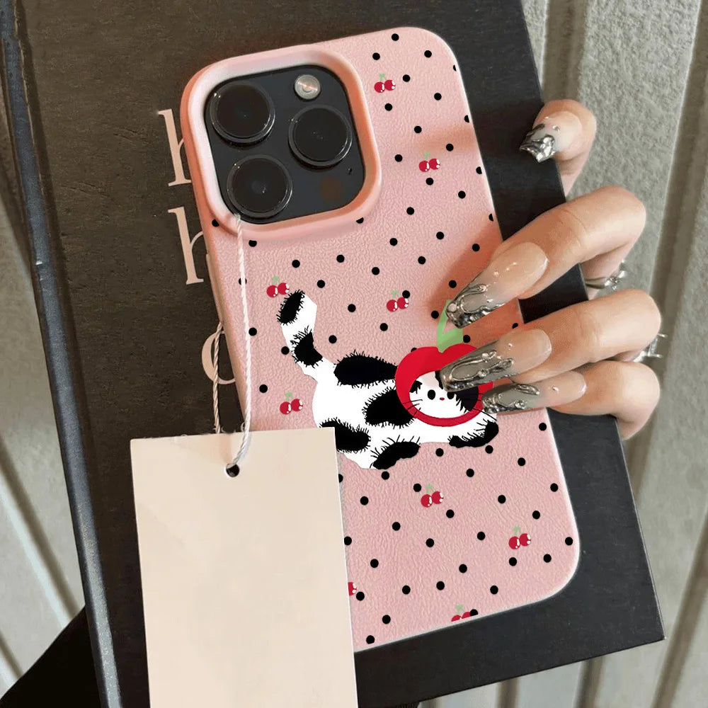 Polka Dot Cartoon Animal iPhone Case – Shockproof Silicone Phone Cover