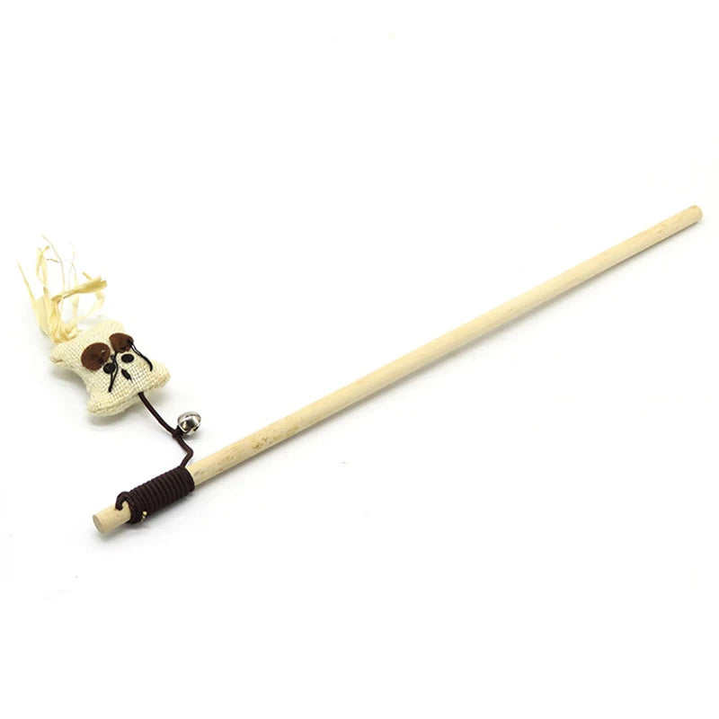 Interactive Cat Teaser Wand with Feather & Animal Toys – 40 cm