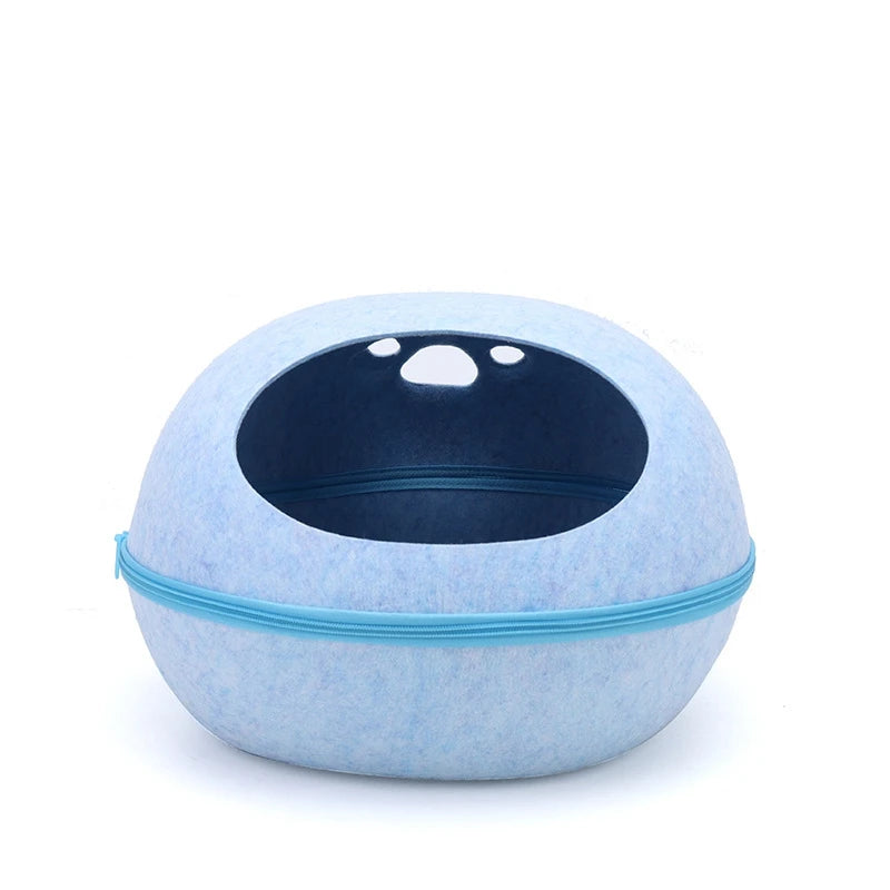 Breathable Felt Cat Cave Bed with Removable Cushion