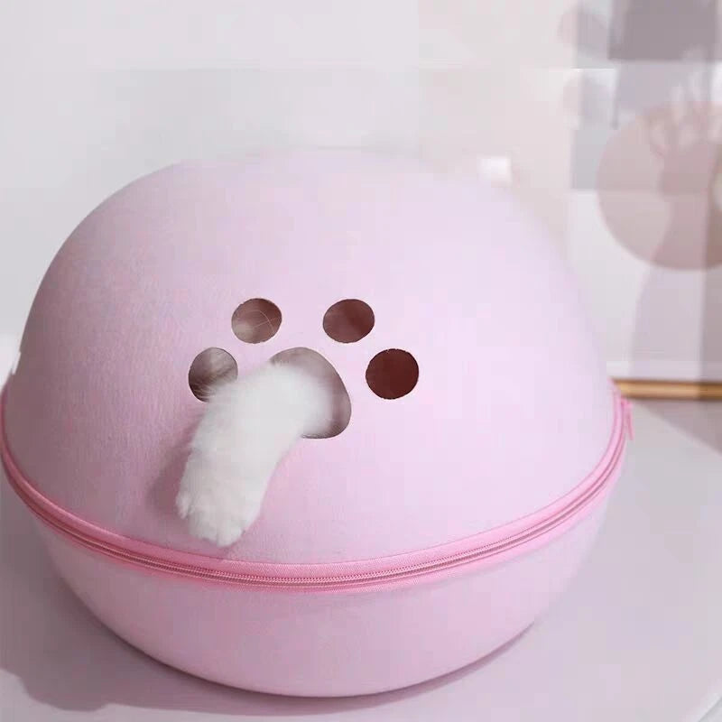 Breathable Felt Cat Cave Bed with Removable Cushion