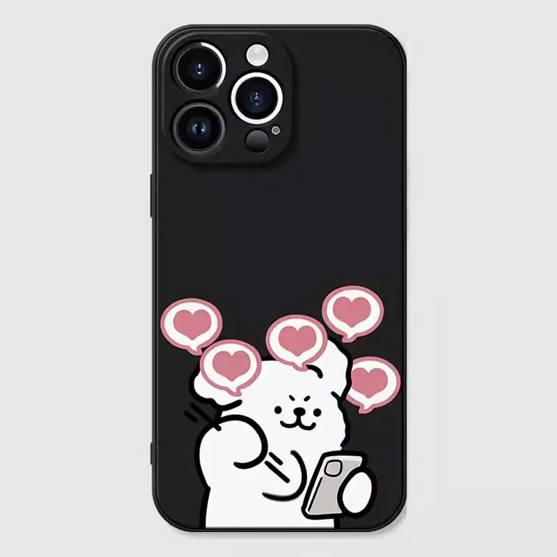 Funny Dog Couple iPhone Case – Cartoon Animal Shockproof Full Cover
