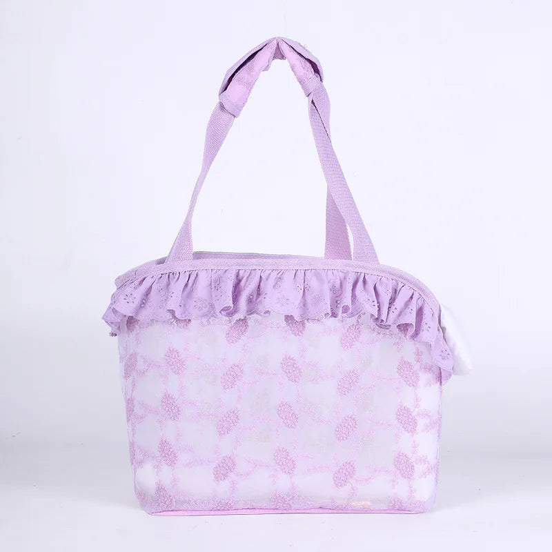 Breathable Lace Pet Carrier Bag with Safety Buckle