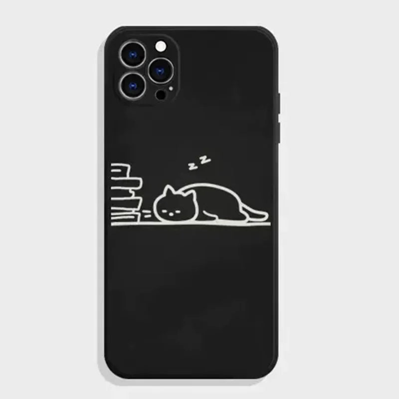 Quirky Cat Couple iPhone Case – Cartoon Animal Shockproof Soft Cover
