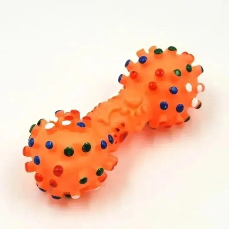 Rubber Squeaky Dumbbell Dog Toy for Chewing & Play