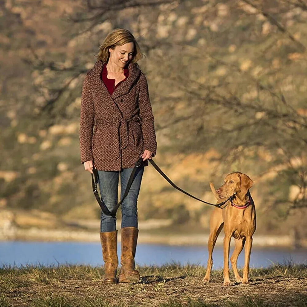 Adjustable Dual-Clip Dog Leash with Hands-Free Option
