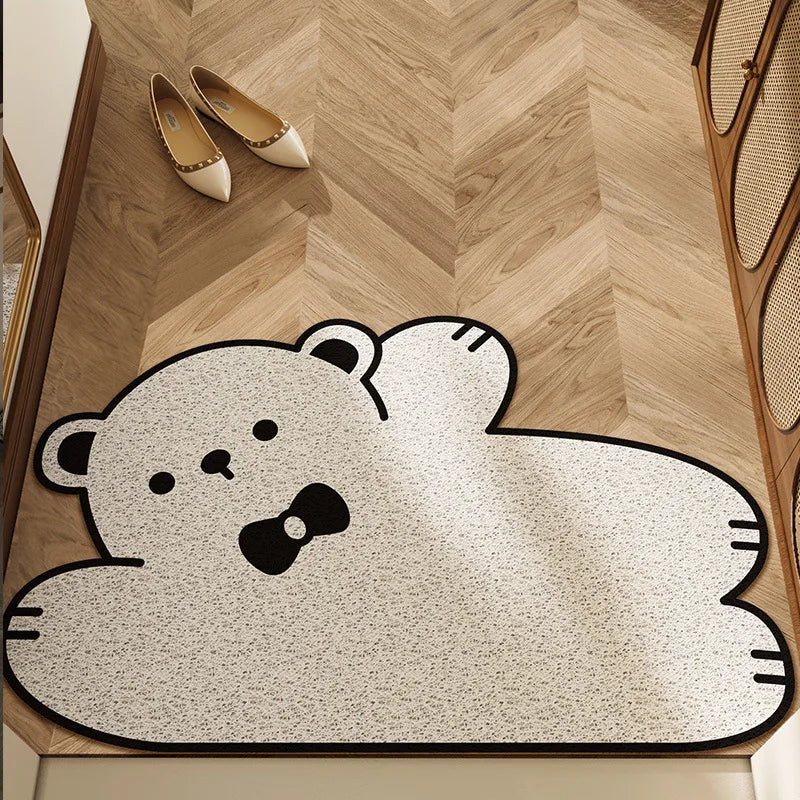 Anti-Slip Animal Pattern Bathroom Rug – Microfiber Bath Mat