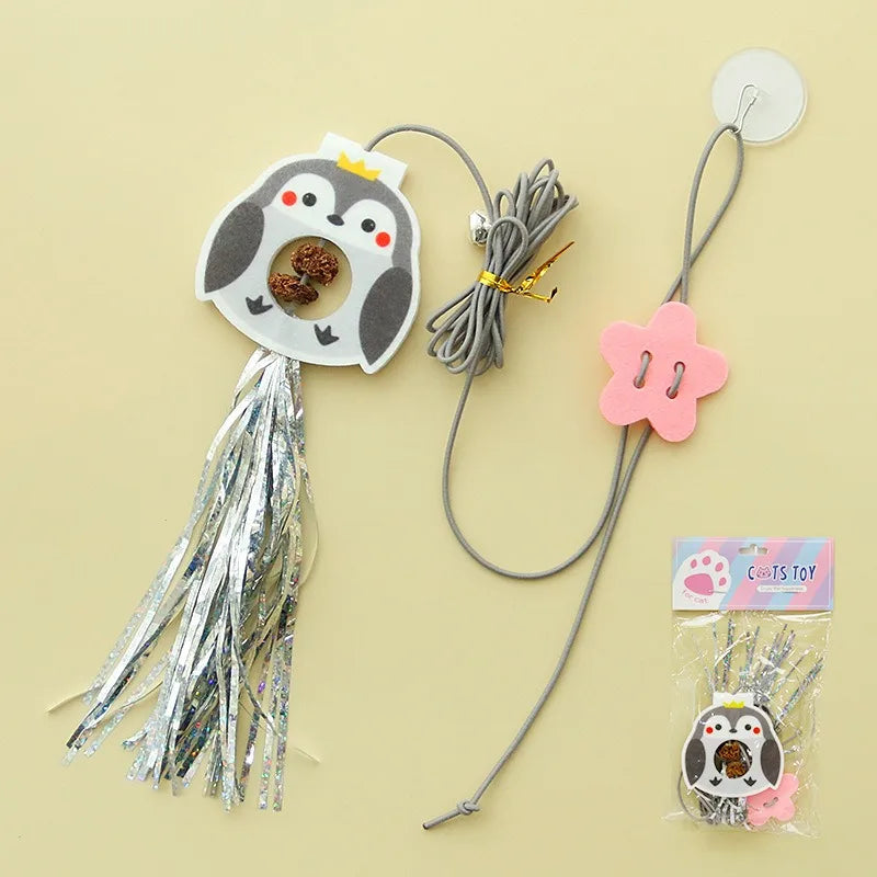 Interactive Door Hanging Cat Toy with Elastic Catching Rope