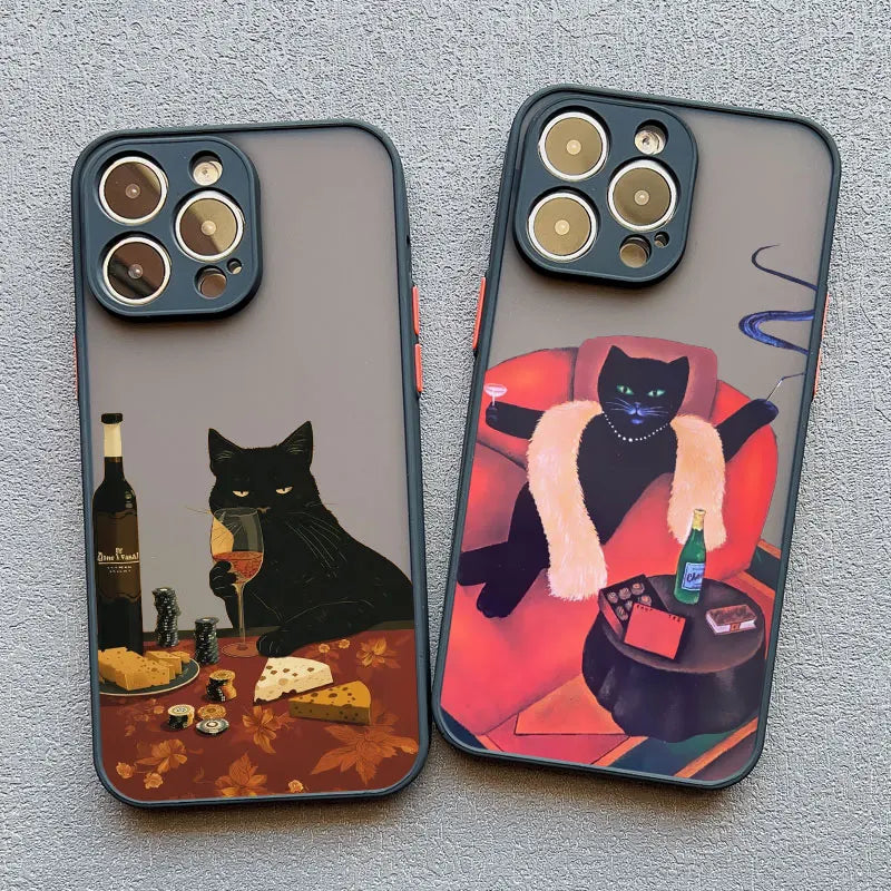 Funny Cat Daily Life iPhone Case – Cartoon Animal Matte Phone Cover