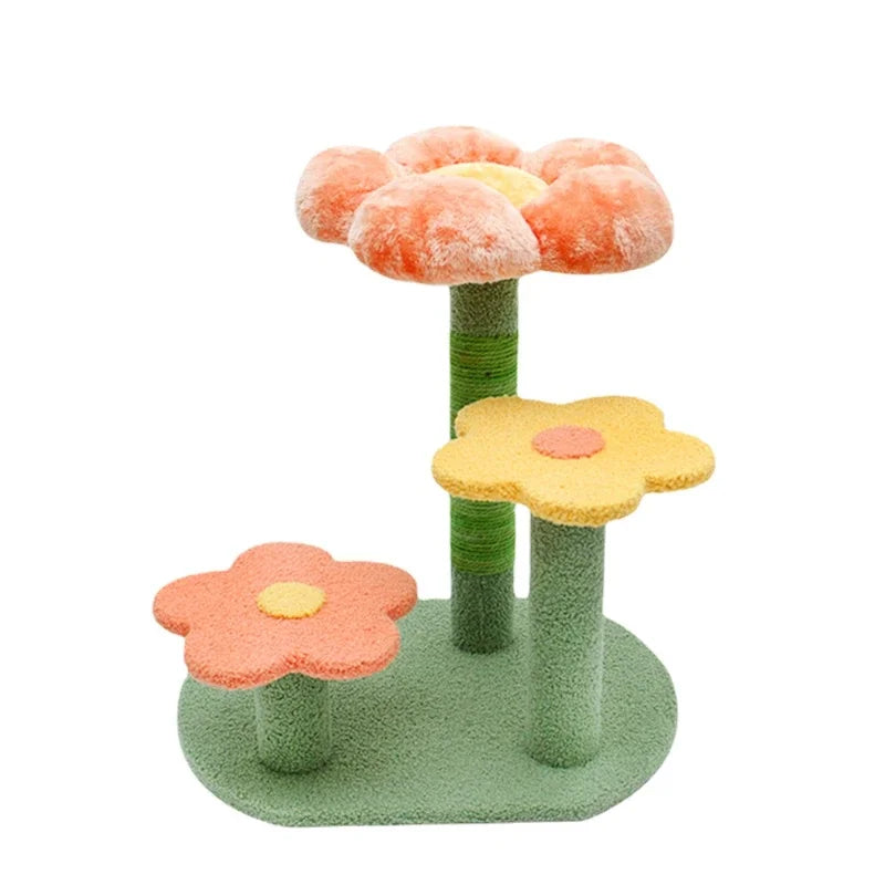 Interactive Floral Cat Tree with Sisal Scratching Post – Climber & Play Bed
