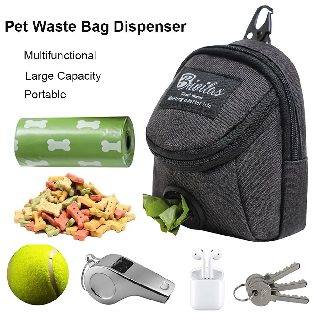 Pet Dog Treat Pouch – Portable Multifunction Dog Training Bag with Poop Bag Dispenser